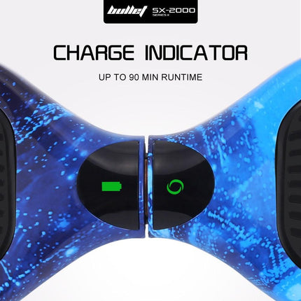 BULLET SX-2000 Hoverboard Scooter, 500W Brushless, Superior Self Balancing System, UL Certified, LED Lights, Blue Galaxy.