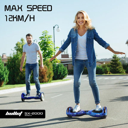 BULLET SX-2000 Hoverboard Scooter, 500W Brushless, Superior Self Balancing System, UL Certified, LED Lights, Blue Galaxy.
