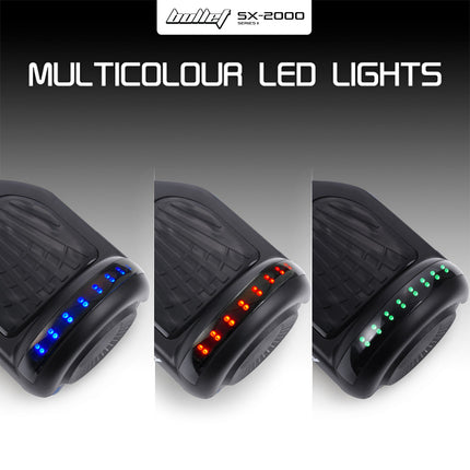 BULLET SX-2000 Hoverboard Scooter, 500W Brushless, UL Certified, AU Compliant, Superior Self Balancing System, LED Lights, Black.
