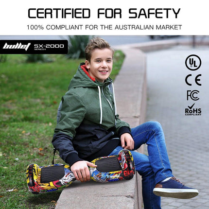 BULLET SX-2000 Hoverboard Scooter, 500W Brushless, UL Certified, AU Compliant, Superior Self Balancing System, LED Lights, Hip Hop Design.