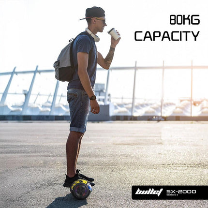 BULLET SX-2000 Hoverboard Scooter, 500W Brushless, UL Certified, AU Compliant, Superior Self Balancing System, LED Lights, Hip Hop Design.