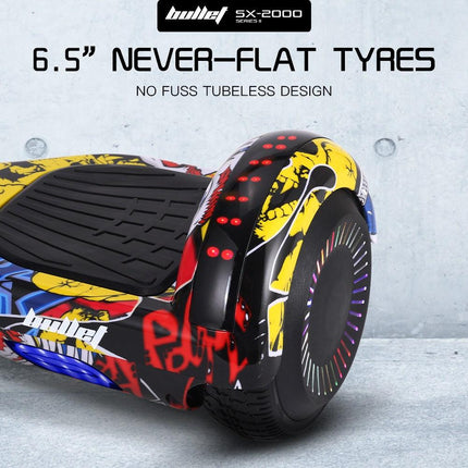 BULLET SX-2000 Hoverboard Scooter, 500W Brushless, UL Certified, AU Compliant, Superior Self Balancing System, LED Lights, Hip Hop Design.