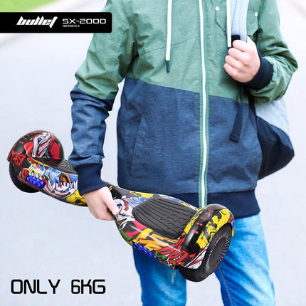 BULLET SX-2000 Hoverboard Scooter, 500W Brushless, UL Certified, AU Compliant, Superior Self Balancing System, LED Lights, Hip Hop Design.