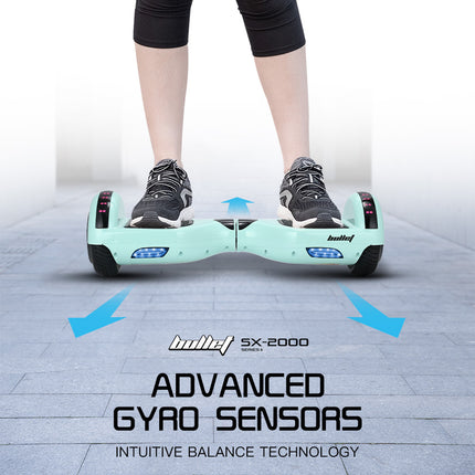 BULLET SX-2000 Hoverboard Scooter, 500W Brushless, UL Certified, AU Compliant, Superior Self Balancing System, LED Lights, Mint Green.