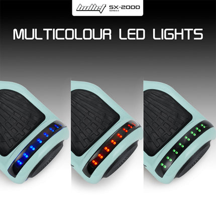 BULLET SX-2000 Hoverboard Scooter, 500W Brushless, UL Certified, AU Compliant, Superior Self Balancing System, LED Lights, Mint Green.