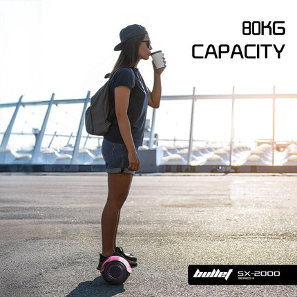 BULLET SX-2000 Hoverboard Scooter, 500W Brushless, UL Certified, AU Compliant, Superior Self Balancing System, LED Lights, Pink Camo.
