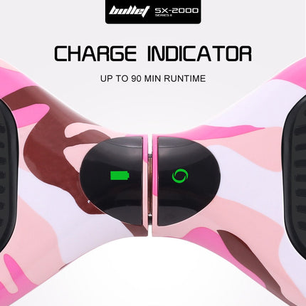 BULLET SX-2000 Hoverboard Scooter, 500W Brushless, UL Certified, AU Compliant, Superior Self Balancing System, LED Lights, Pink Camo.