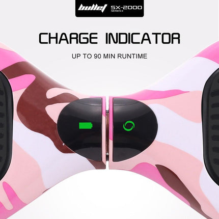 BULLET SX-2000 Hoverboard Scooter, 500W Brushless, UL Certified, AU Compliant, Superior Self Balancing System, LED Lights, Pink Camo.
