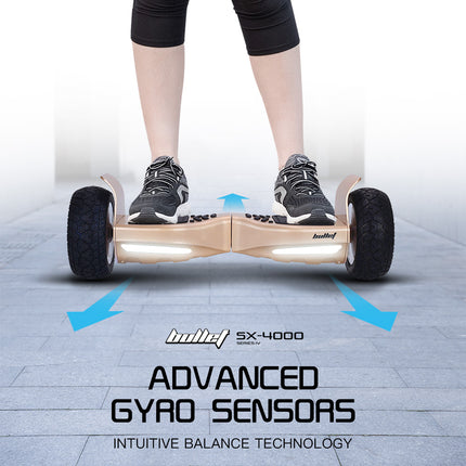 BULLET SX-4000 Hoverboard Scooter, 700W Brushless, UL Certified, AU Compliant, 8.5" Wheels, Superior Self Balancing System, LED Lights, Carry Bag, Bronze.