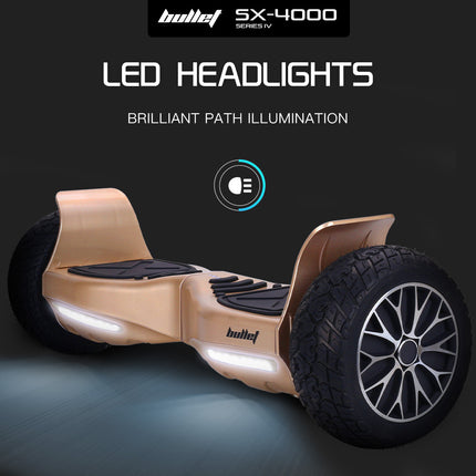 BULLET SX-4000 Hoverboard Scooter, 700W Brushless, UL Certified, AU Compliant, 8.5" Wheels, Superior Self Balancing System, LED Lights, Carry Bag, Bronze.
