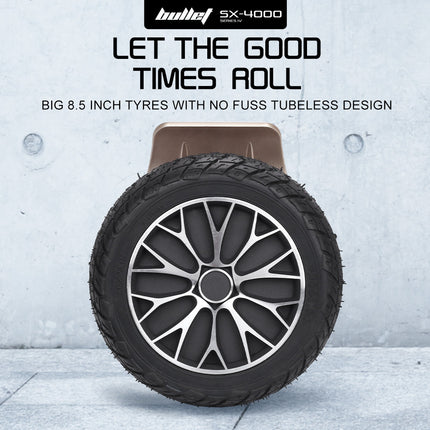 BULLET SX-4000 Hoverboard Scooter, 700W Brushless, UL Certified, AU Compliant, 8.5" Wheels, Superior Self Balancing System, LED Lights, Carry Bag, Bronze.