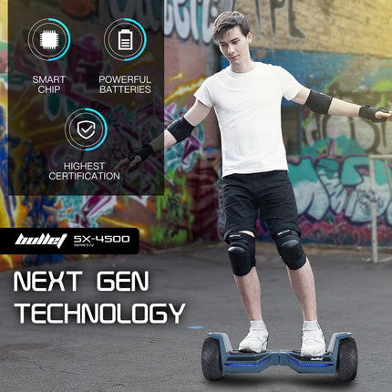 BULLET SX-4500 Hoverboard Scooter, 700W Brushless, UL Certified, AU Compliant, 8.5" Wheels, Superior Self Balancing System, LED Lights, Carry Bag, Navy Blue.