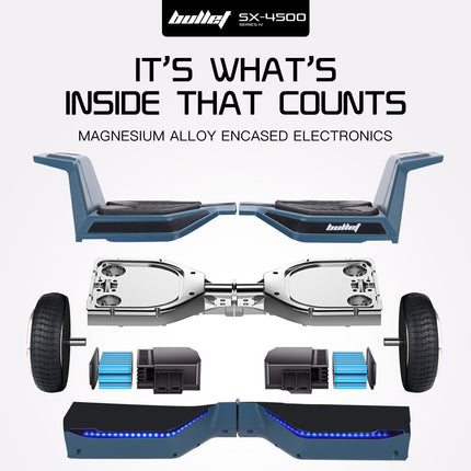 BULLET SX-4500 Hoverboard Scooter, 700W Brushless, UL Certified, AU Compliant, 8.5" Wheels, Superior Self Balancing System, LED Lights, Carry Bag, Navy Blue.