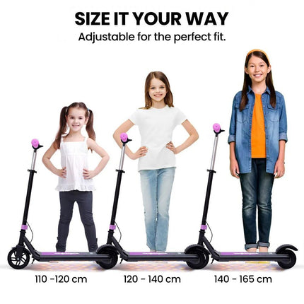 ALPHA Edge Electric Scooter Kids/Teens, 16km/h Max, Adjustable Height, UL Certified, AU Compliant, Dual Brakes, Bluetooth Music, LED, Pink.