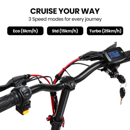 ALPHA Rover Electric Scooter with Seat, 500W 48V 25km/h 30km Range, 14-inch Tyres, Motorised Commuter eScooter for Adults, Black.