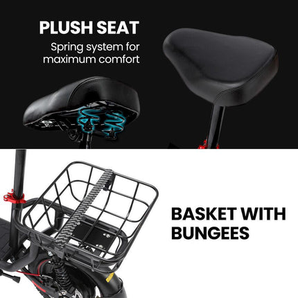ALPHA Rover Electric Scooter with Seat, 500W 48V 25km/h 30km Range, 14-inch Tyres, Motorised Commuter eScooter for Adults, Black.