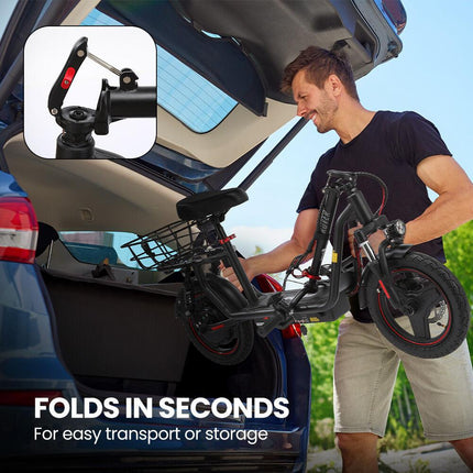 ALPHA Rover Electric Scooter with Seat, 500W 48V 25km/h 30km Range, 14-inch Tyres, Motorised Commuter eScooter for Adults, Black.