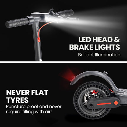 ALPHA Urban 8 Electric Scooter, Suspension, 25km Range, 8.5-Inch Wheels, Brushless Motor, Motorised Commuter eScooter for Adults, Grey.
