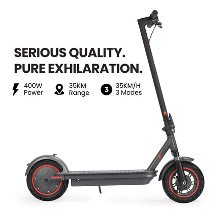 ALPHA Urban 10 Electric Scooter, 35km/h, Suspension, 35km Range, 10-Inch Wheels, Brushless Motor, Free APP, Motorised Commuter eScooter for Adults, Grey.