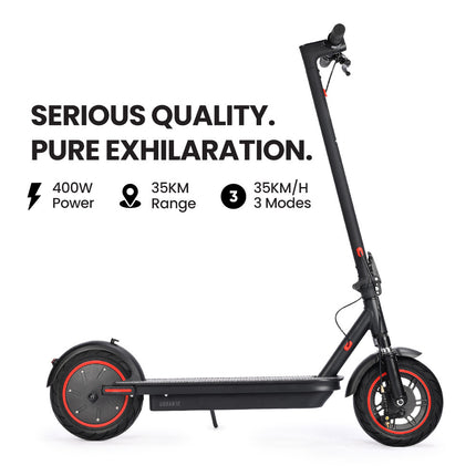 ALPHA Urban 10 Electric Scooter, 35km/h, Suspension, 35km Range, 10-Inch Wheels, Brushless Motor, Free APP, Motorised Commuter eScooter for Adults, Black.