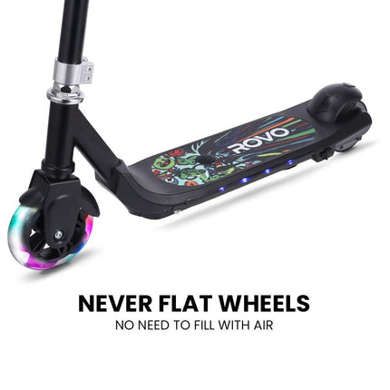ROVO KIDS WhizKid Electric Scooter, Ages 5-11, Adjustable Height, AU Compliant, Lithium Battery, Brushless Motor, Black.