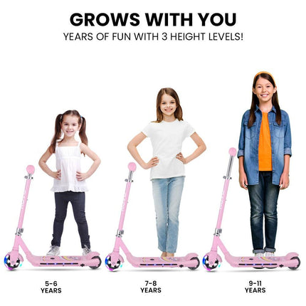 ROVO KIDS WhizKid Electric Scooter, Ages 5-11, Adjustable Height, AU Compliant, Lithium Battery, Brushless Motor, Pink.