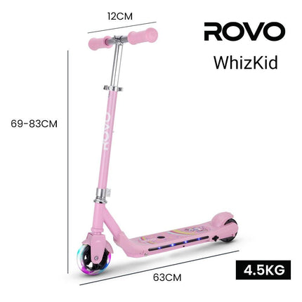 ROVO KIDS WhizKid Electric Scooter, Ages 5-11, Adjustable Height, AU Compliant, Lithium Battery, Brushless Motor, Pink.