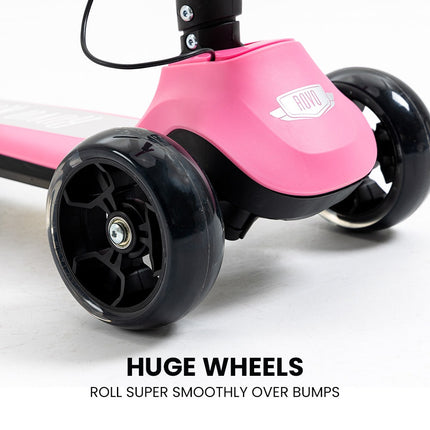 ROVO KIDS 3-Wheel Electric Scooter , Ages 3-8, Adjustable Height, AU Compliant, Lithium Battery, Pink.