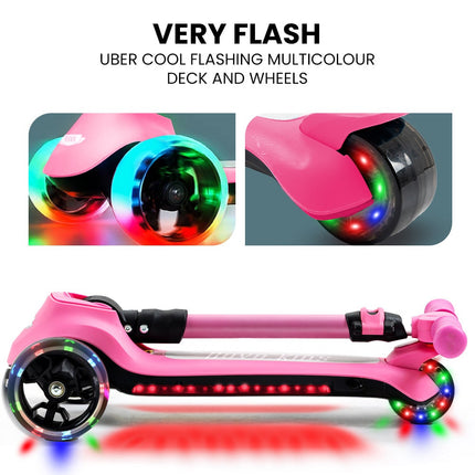 ROVO KIDS 3-Wheel Electric Scooter , Ages 3-8, Adjustable Height, AU Compliant, Lithium Battery, Pink.