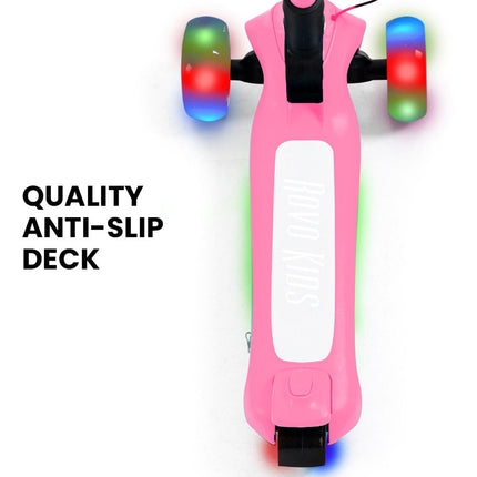 ROVO KIDS 3-Wheel Electric Scooter , Ages 3-8, Adjustable Height, AU Compliant, Lithium Battery, Pink.