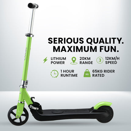 ROVO KIDS Electric Scooter Lithium Ride-On Foldable E-Scooter 125W Rechargeable, Green.