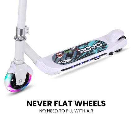 ROVO KIDS WhizKid Electric Scooter, Ages 5-11, Adjustable Height, AU Compliant, Lithium Battery, Brushless Motor, White.