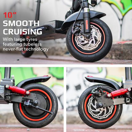 VALK Fusion 5 Electric Scooter, 500W, AU Compliant, 48V 13Ah Lithium, 50km Range, 40km/h, Quad Shocks, 10 inch Tyres.