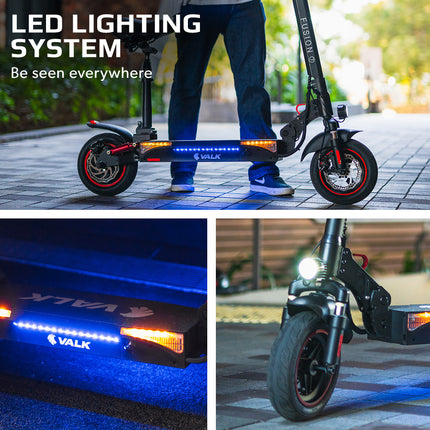 VALK Fusion 5 Electric Scooter, 500W, AU Compliant, 48V 13Ah Lithium, 50km Range, 40km/h, Quad Shocks, 10 inch Tyres.