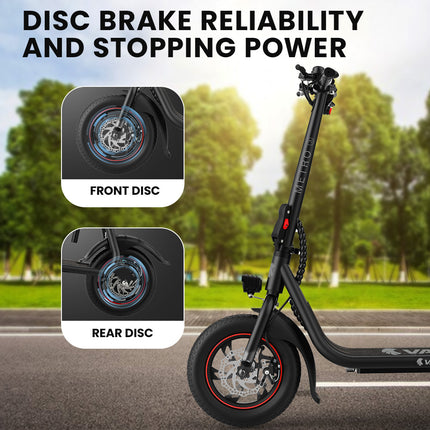 VALK Electric Scooter with Seat, Disc brakes, 12" Tyres, AU Compliant, for Adults, Teens, Commuter, Black.
