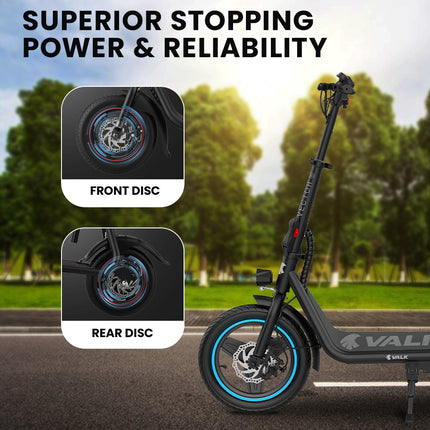 VALK Electric Scooter with Seat, 30km Range, AU Compliant, Disc brakes, 14" Tyres, for Adults, Teens, Commuter.