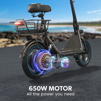 VALK Electric Scooter with Seat, 30km Range, AU Compliant, Disc brakes, 14" Tyres, for Adults, Teens, Commuter.