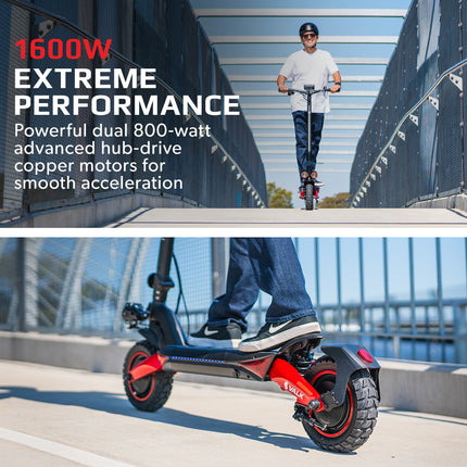 VALK Fusion 5 Electric Scooter, 500W, AU Compliant, 48V 13Ah Lithium, 50km Range, 40km/h, Quad Shocks, 10 inch Tyres.