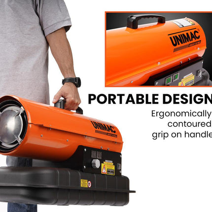 UNIMAC 20KW Portable Industrial Diesel Direct Forced Air Space Heater.