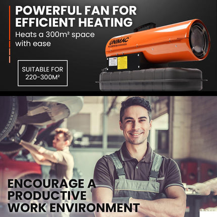 UNIMAC 20KW Portable Industrial Diesel Direct Forced Air Space Heater.