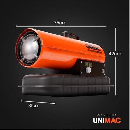 UNIMAC 20KW Portable Industrial Diesel Direct Forced Air Space Heater.