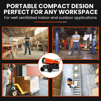 UNIMAC 30KW Portable Industrial Diesel Direct Forced Air Space Heater.