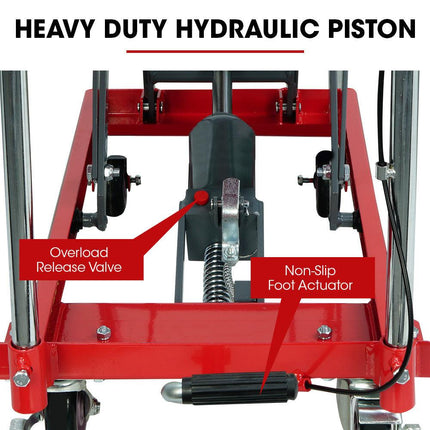 T-REX 230KG Hydraulic Scissor Lift Platform Trolley, Non-Skid Rubber Platform Pad, for Material Handling.