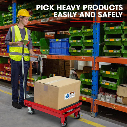 T-REX 230KG Hydraulic Scissor Lift Platform Trolley, Non-Skid Rubber Platform Pad, for Material Handling.