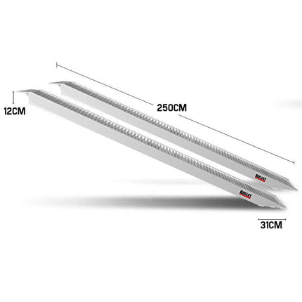 BULLET Pair of 2.5m Aluminium Loading Ramps, 2800kg capacity.