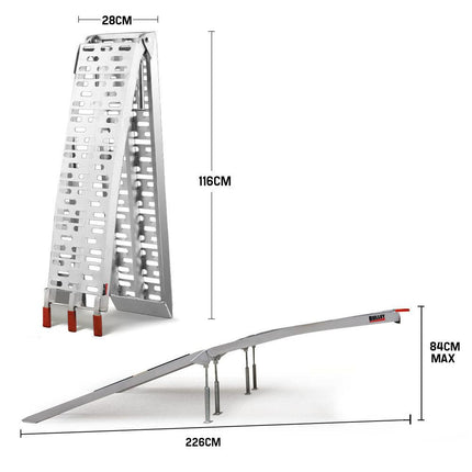 BULLET Pair of 2.3m Aluminium Loading Ramps, 1360kg capacity.
