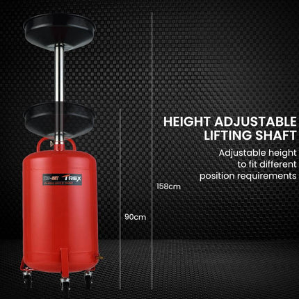 T-REX 60L Mobile Waste Oil Drainer Tank, Telescopic, for Car Engine, Workshop.