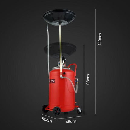 T-REX 80L Mobile Waste Oil Drainer Tank, Pneumatic, Telescopic, Extractor Probes, Workshop.