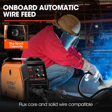ROSSI 200A MIG/MAG/MMA/ARC/TIG Multi-Purpose Welder MIG-200, Flux/Solid Wire/CO2 Or Argon Gas.