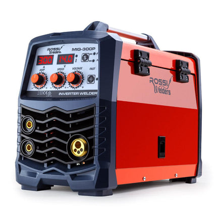 ROSSI 300 Amp MIG Stick Welder, Portable DC Gas Gasless Inverter Welding Machine, 15A Plug.